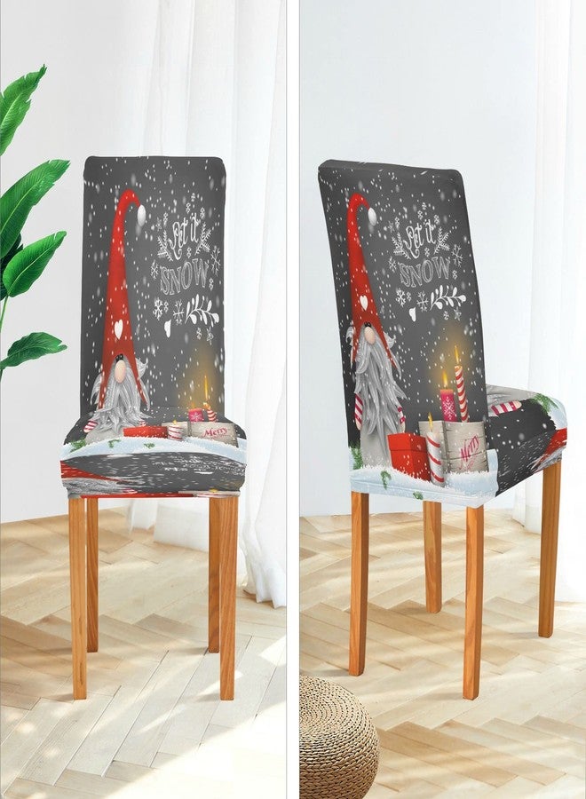 Eionryn Christmas Gnome Tomte Winter Snowflakes Dining Room Chair Covers Xmas Candles Gift Boxes Chair Slipcovers Seat Protector Removable Washable Chair Cover For Home Kitchen Restaurant Hotel 4pcs - Image 3